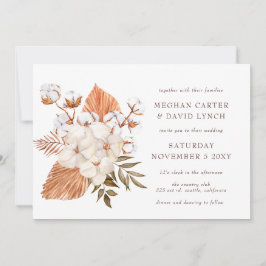 Invitación Boda Tropical Rústico Boho Dried Palm Cotton