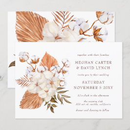 Invitación Boda Tropical Rústico Boho Dried Palm Cotton