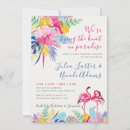 Invitación Boda Tropical Salvaje del Bosque Rosa Azul Marino