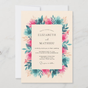 Invitación Boda Tropical Teal Vibrante