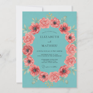 Invitación Boda Tropical Vibrante Turquesa