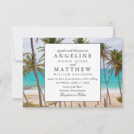 Invitación Boda Tropical Vintage Beach Shore Palm