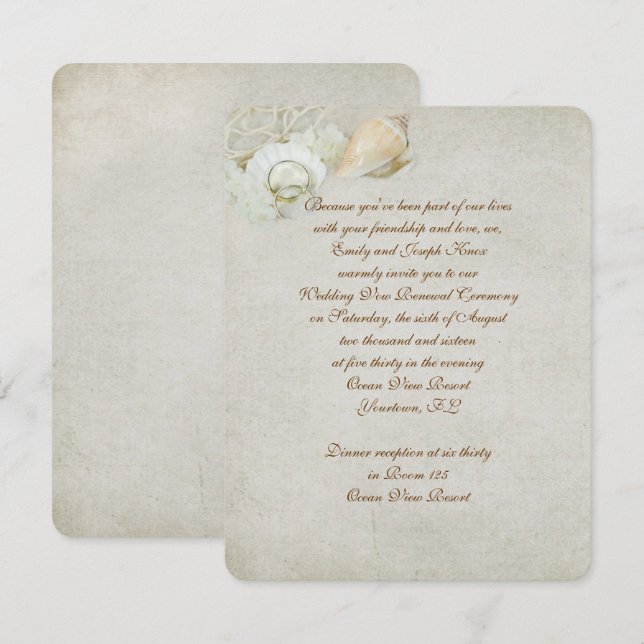 Invitación Boda tropical Vow Renovación (Anverso / Reverso)
