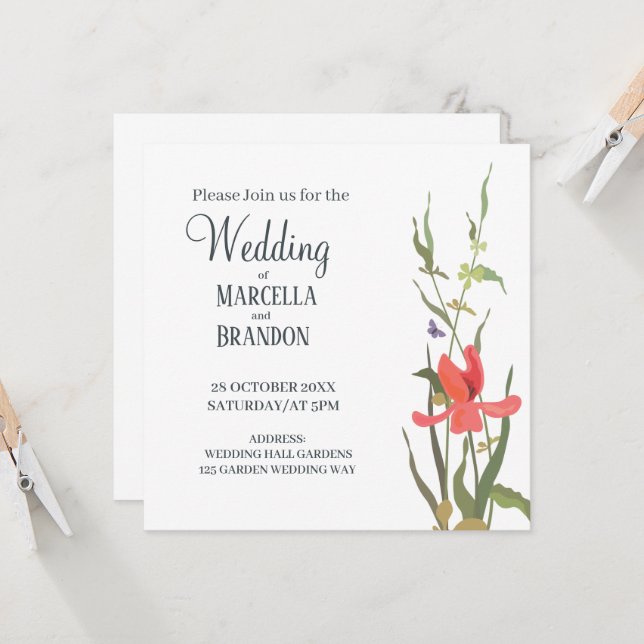 Invitación Boda Tulip Floral de primavera floreciente (Anverso/Reverso In Situ)
