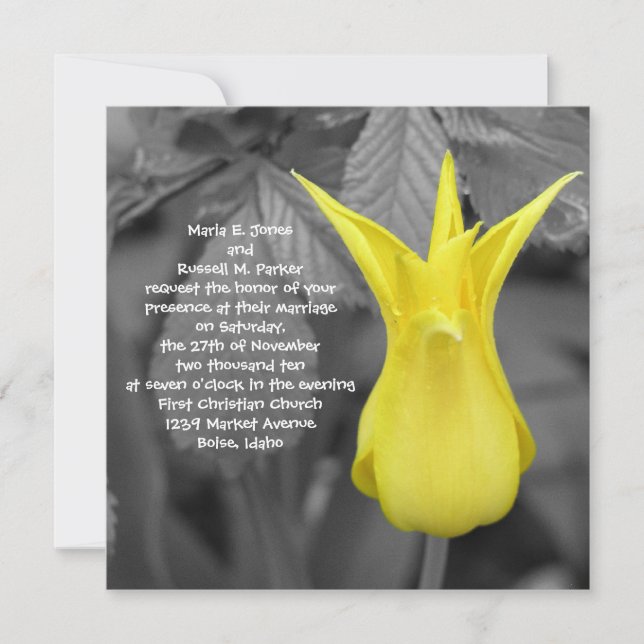 Invitación Boda tulipán amarillo (Anverso)