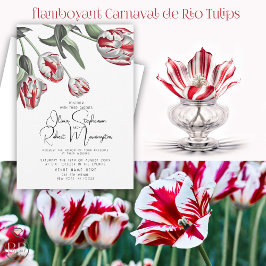 Invitación Boda | Tulipanes Rembrandt Rojo y Blanco