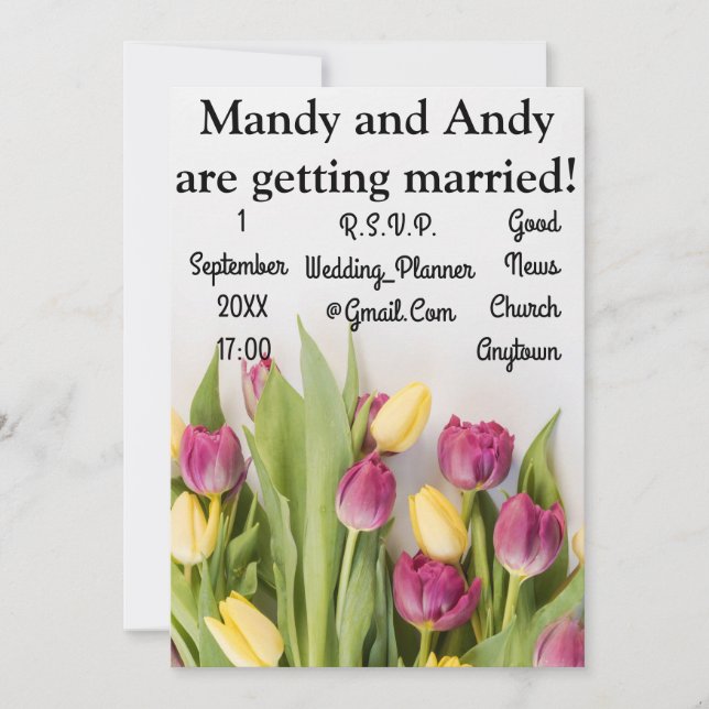 Invitación Boda Tulips (Anverso)