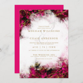 Invitación Boda | Turmalina rosa audaz y Geode cristal