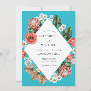 Invitación Boda Turquesa Amapola Protea