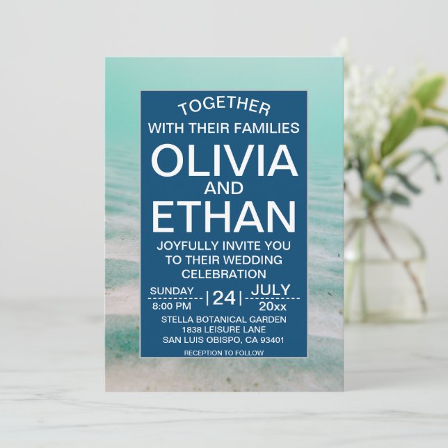 Invitación Boda Turquesa De Marina Bajo El Mar (Anverso de pie)