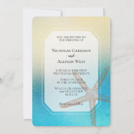 Invitación Boda turquesa en la playa azul de Aqua blanca