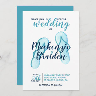 Invitación Boda turquesa Flip Flops Beach