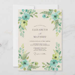 Invitación Boda Turquesa Verde Lima