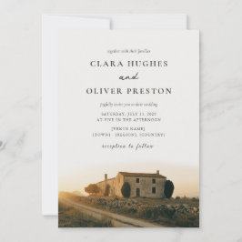 Invitación Boda Tuscan Serif Script Terracota Olivo Marfil