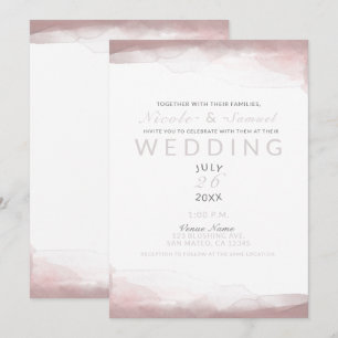 Invitación Boda Ultra Moderna Chic con Acuarela Rosa que sonr