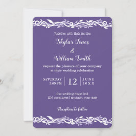 Invitación Boda Ultra Violeta Simple Púrpura Y Blanco
