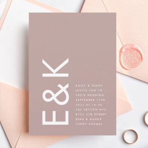 Invitación Boda ultracontemporáneo negrita Gran Monograma Tau