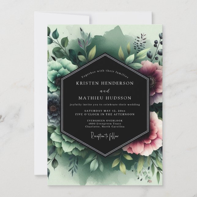 Invitación Boda Umbral Mauve Viridian (Anverso)