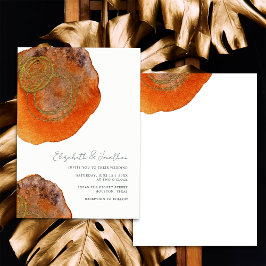 Invitación Boda Única de Acuarela Abstracta Naranja Quemada