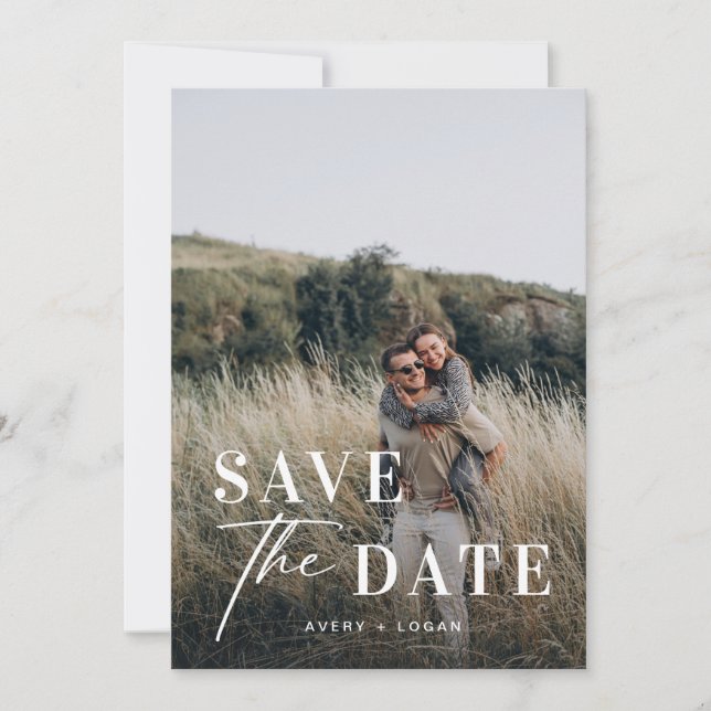 Invitación Boda Única Guardar La Foto De Fecha (Anverso)