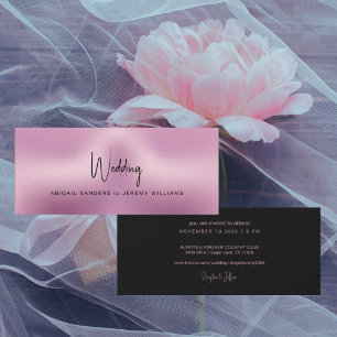 Invitación Boda Única Metálica Rosa y Negro