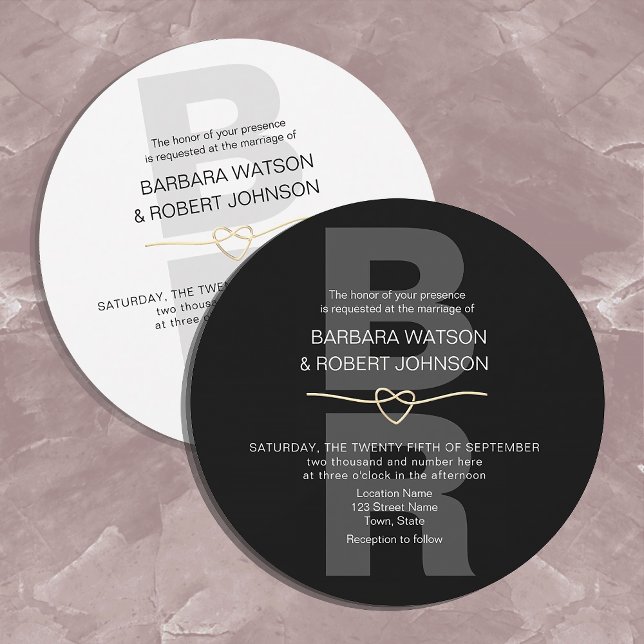 Invitación Boda Única Moderna en Blanco y Negro (Subido por el creador)