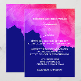 Invitación Boda único color blanco azul de la marina floral r