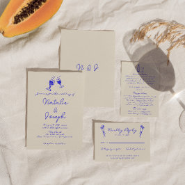 Invitación Boda único de diversión con dibujos retro escritos