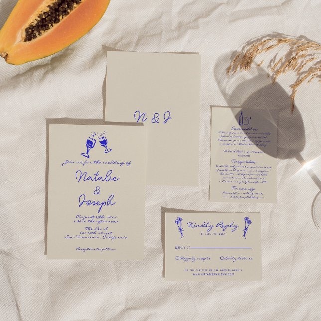 Invitación Boda único de diversión con dibujos retro escritos (Subido por el creador)