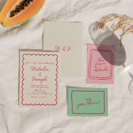 Invitación Boda único de diversión retro colorida escrita a m