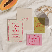 Boda único de diversión retro colorida escrita a m