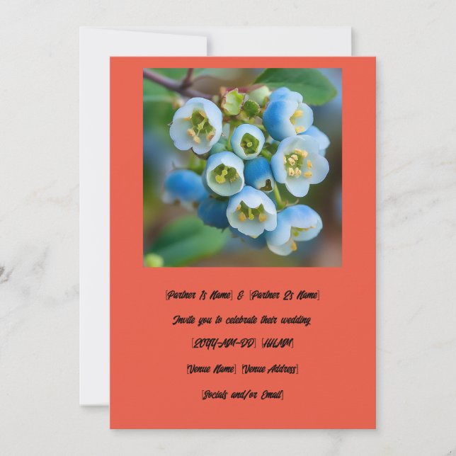 Invitación Boda único de Flores de Arándano Azul (Anverso)