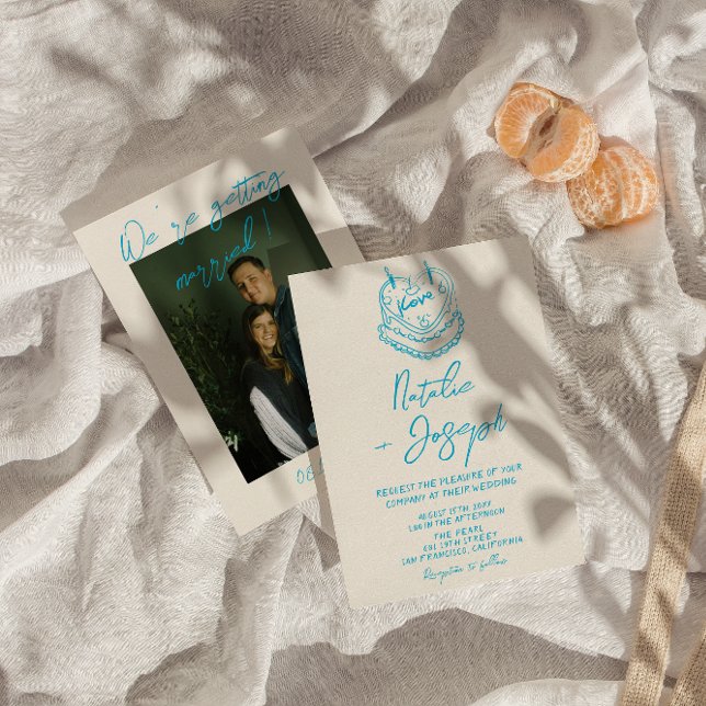 Invitación Boda único de foto de pastelito escrito dibujado c (Subido por el creador)