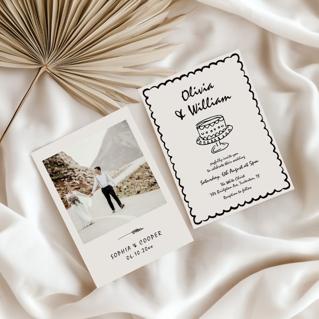 Invitación Boda único de fotografía retro dibujado a mano (Subido por el creador)