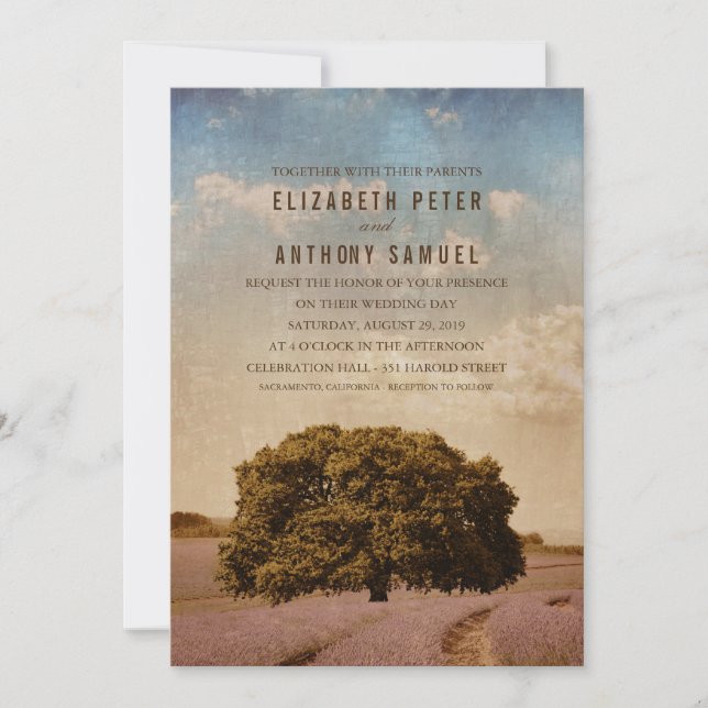 Invitación Boda único de lavadora de árbol rústico creativo (Anverso)