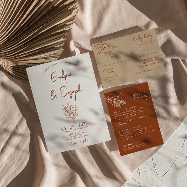 Invitación Boda único de Terracotta Floral Boho Botánico (Subido por el creador)