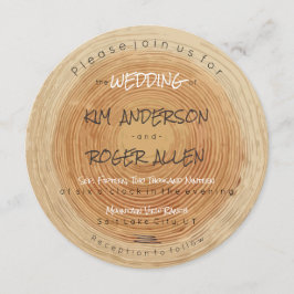 Invitación Boda único de trozo de tronco de árbol de madera r