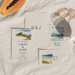 Invitación Boda único retro acuarela de mano de playa de dren