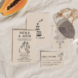 Invitación Boda único y rápido dibujado a mano retro