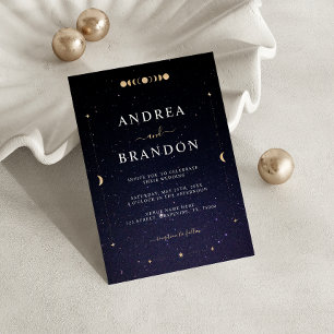 Invitación Boda Universo Celestial Luna Todo en Uno