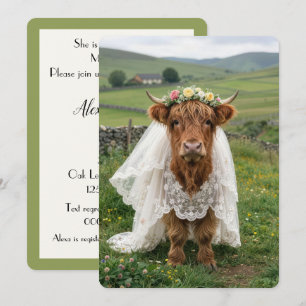 Invitación Boda Vaca de las Tierras Altas Despedida de Solter