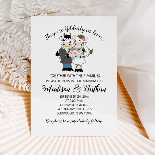 Invitación Boda Vaca Pareja Personalizado Divertido Toro/Pare