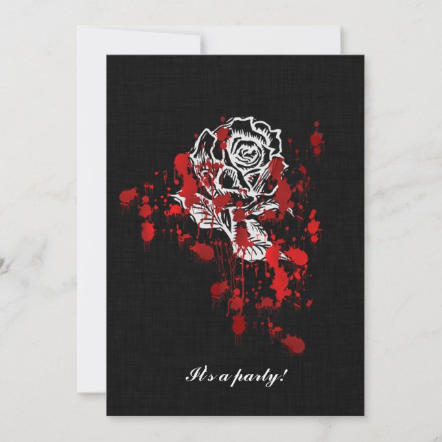 Invitación Boda Vampiro Goth Rosa Eterna (Anverso)