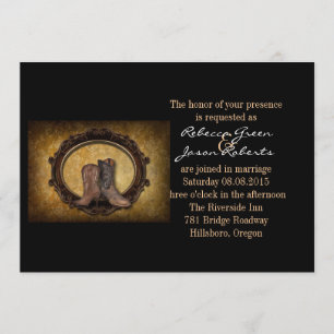 Invitación boda vaquero afligido del país occidental