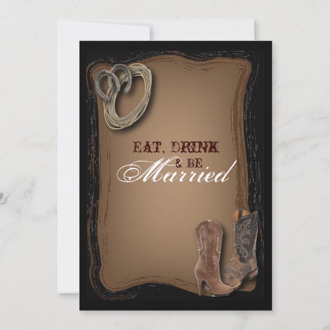Invitación boda vaquero del país occidental cena ensayo (Reverso)