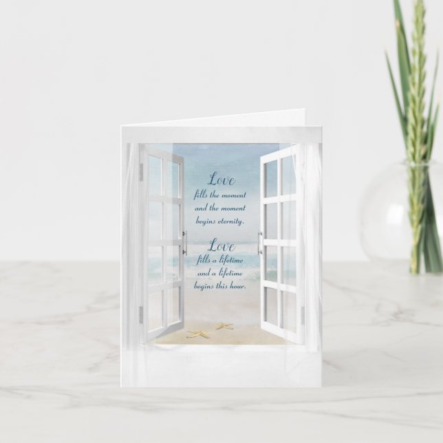 Invitación Boda Ventana del Océano con estrella de mar (Anverso)