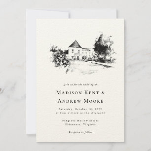 Invitación Boda Venue Cargar el Boda de dibujo de esbozo