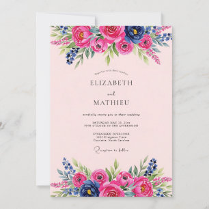 Invitación Boda Veraniega Animada de Color Rosa Fucsia