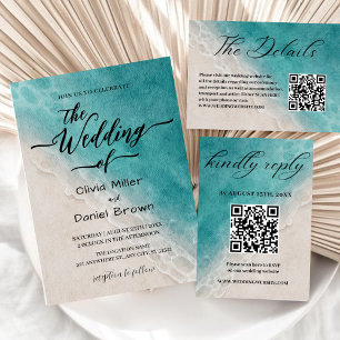 Invitación Boda veraniega en la playa del océano azul