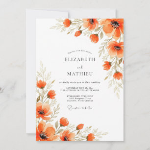Invitación Boda Veraniega Feliz de Naranja Quemada
